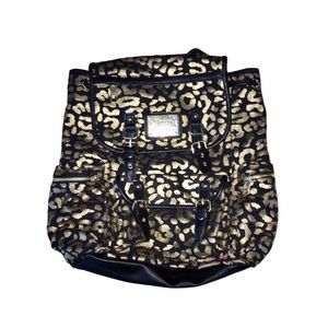 Juicy Couture Black & Gold Cheetah Print Backpack